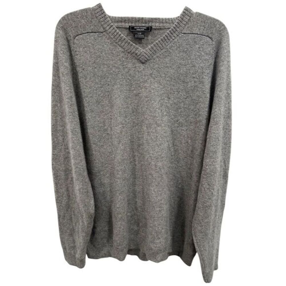 Jack‎ Uomo Men's L Gray V-Neck Cashmere Pullover Sweater
